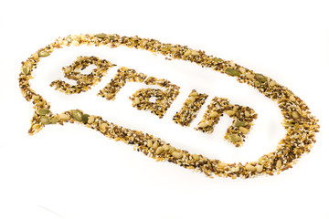 Obraz premium grains of different varieties on a white background