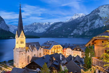 Famous mountain village Hallstatt, Austria