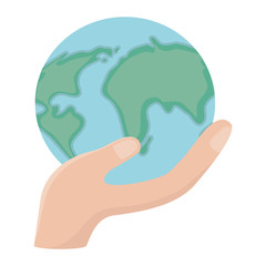 Planet over human hand design