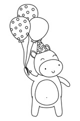 Animal cartoon with Happy Birthday icon design