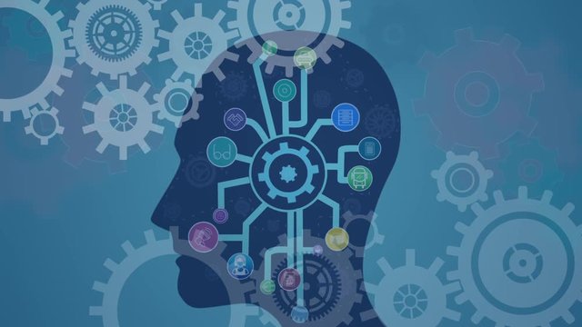 Digital composite of a human brain and software applications