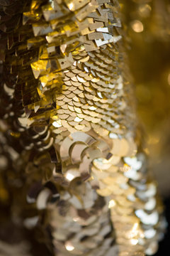 Macro abstract close up of golden sequins