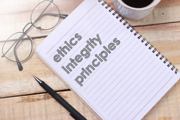 Ethics Integrity Principles, Business Words Quotes Concept