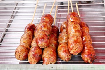 grilled sausages at street food