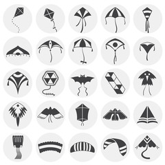Kite icons set on background for graphic and web design. Simple illustration. Internet concept symbol for website button or mobile app.