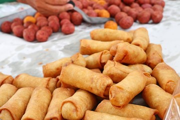 spring rolls at street food