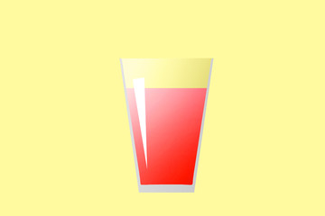 Illustration of tomato juice in a glass cup.  グラスに入ったトマトジュースのイラスト