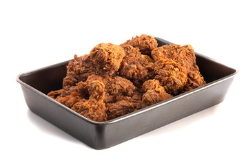 Baking Tray Filled with Homemade Crispy Fried Chicken
