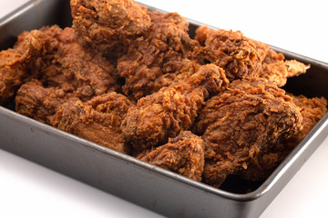 Baking Tray Filled with Homemade Crispy Fried Chicken