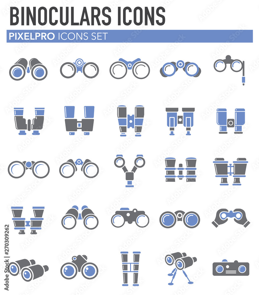 Poster binocular icons set on white background for graphic and web design. simple vector sign. internet con