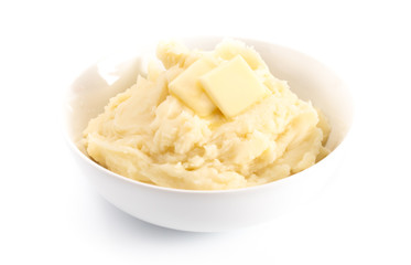 Potatoes with Butter Isolated on a Wooden Table