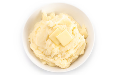 Potatoes with Butter Isolated on a Wooden Table