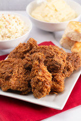 Meal of Fried Chicken Mashed Potatoes Coleslaw and Buttermilk Biscuits