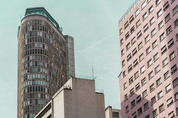 Fototapeta na wymiar Sao Paulo, Brazil. Panoramic view of the famous skyscraper Italia Building (Edificio Italia), in Sao Paulo, Brazil.