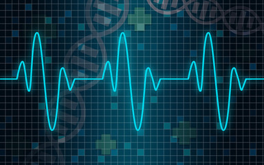 Cardiogram on the blue screen