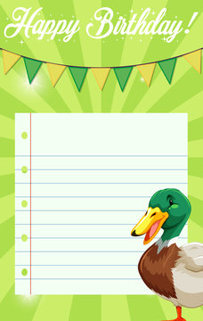 Happy birthday card with duck
