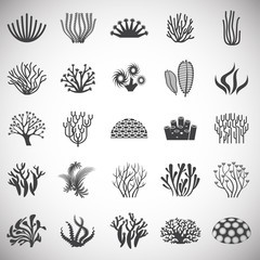 Coral icons set on background for graphic and web design. Simple illustration. Internet concept symbol for website button or mobile app. - 270311289