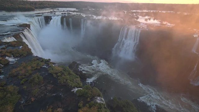 Sunset Drone over Iguazu Brazil Argentina