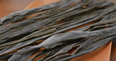 Dry Japanese konbu close up