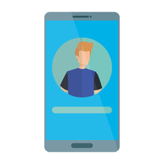 man acount social in smartphone device character