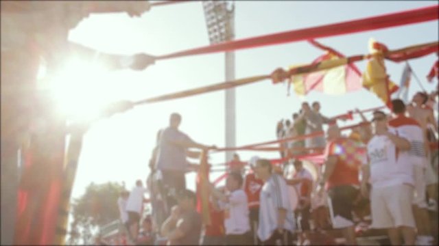 Blurred Crowd Of People, Supporters And Fans.