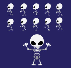 Bone Skeleton Walking Animation Sequence Cartoon Vector