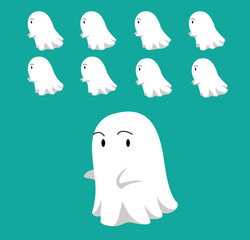 Little Ghost Cute Floating Animation Sequence Cartoon Vector