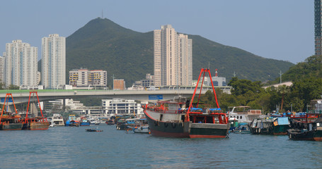 Hong Kong harbor port in aberdeen