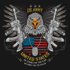 EAGLE USA FLAG AND WEAPON VECTOR WITH EDITABLE LAYERS