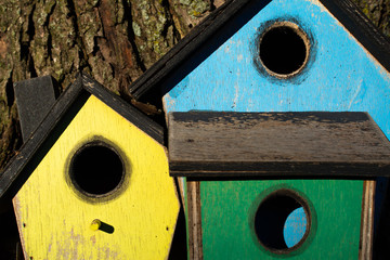 Colorful wooden birdhouse