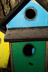 Colorful wooden birdhouse