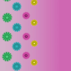 Flower illustrations that are spread on a color background