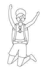 Tourist girl cartoon with bag design