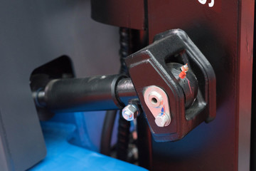 The forklift in the big warehouse.