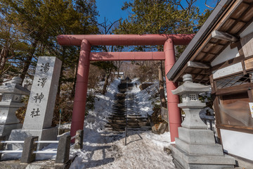 Entrance of Yuzawa Shrine at Noboribetsu onsen