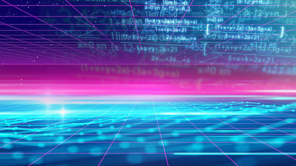 Retro futuristic background 1980s style 3d illustration.