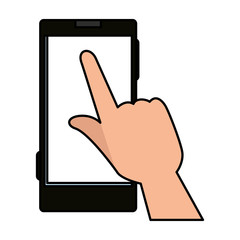 hand with smartphone device icon