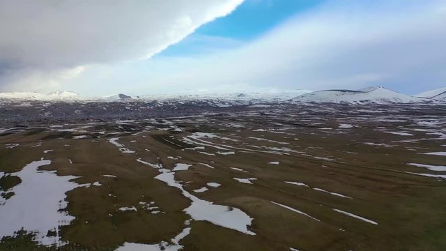 Sevan and Mountains of Armenia Lake Shot from Drone.