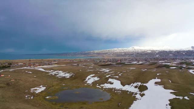 Sevan and Mountains of Armenia Lake Shot from Drone.