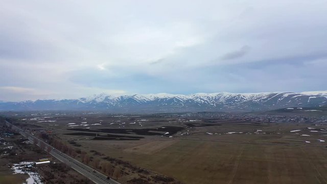 Sevan and Mountains of Armenia Lake Shot from Drone.