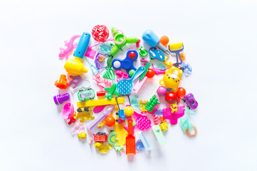 Fototapeta na wymiar Children's toys are a lot of rainbow color.