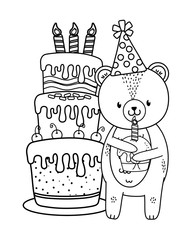 Animal cartoon with Happy Birthday icon design