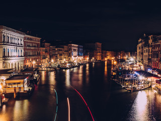 Fototapeta premium Night view from Rialto Bridge. Ponte di Rialto