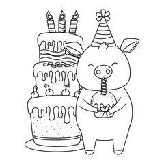 Animal cartoon with Happy Birthday icon design
