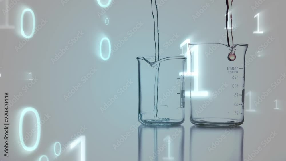 Poster digital composite of two beakers and the binary system