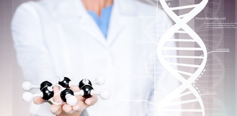 Close up of Molecular structure model in hand on background