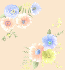 Beautiful watercolor flowers for your design and greeting cards for the holiday