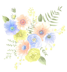 Beautiful watercolor flowers for your design and greeting cards for the holiday