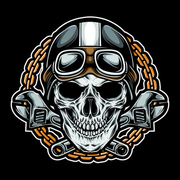 vintage skull biker