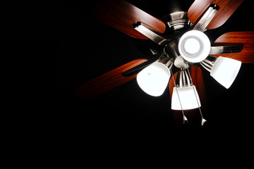 Ceiling fan light, background black